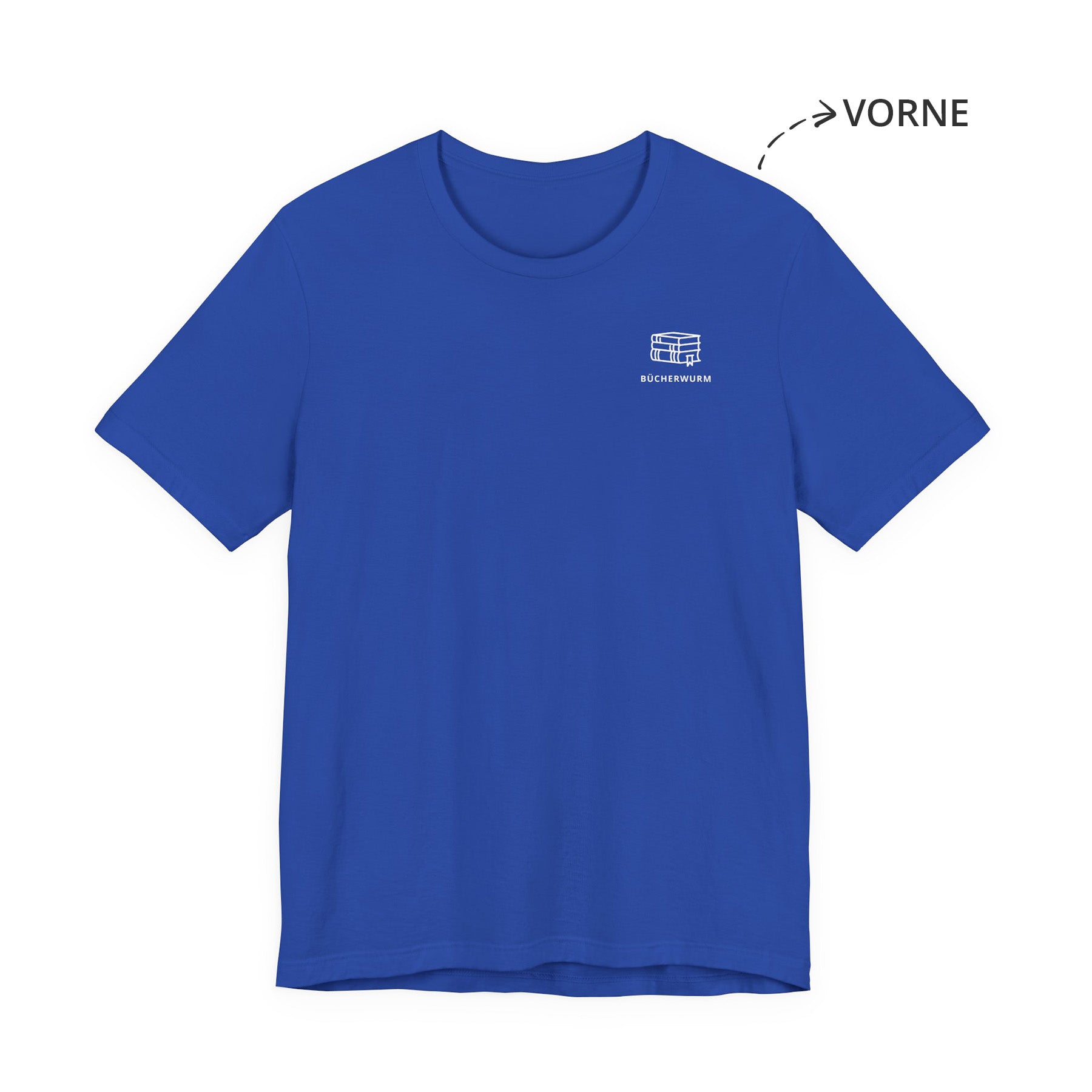 Bücherwurm Unisex T-Shirt Vorne Blau