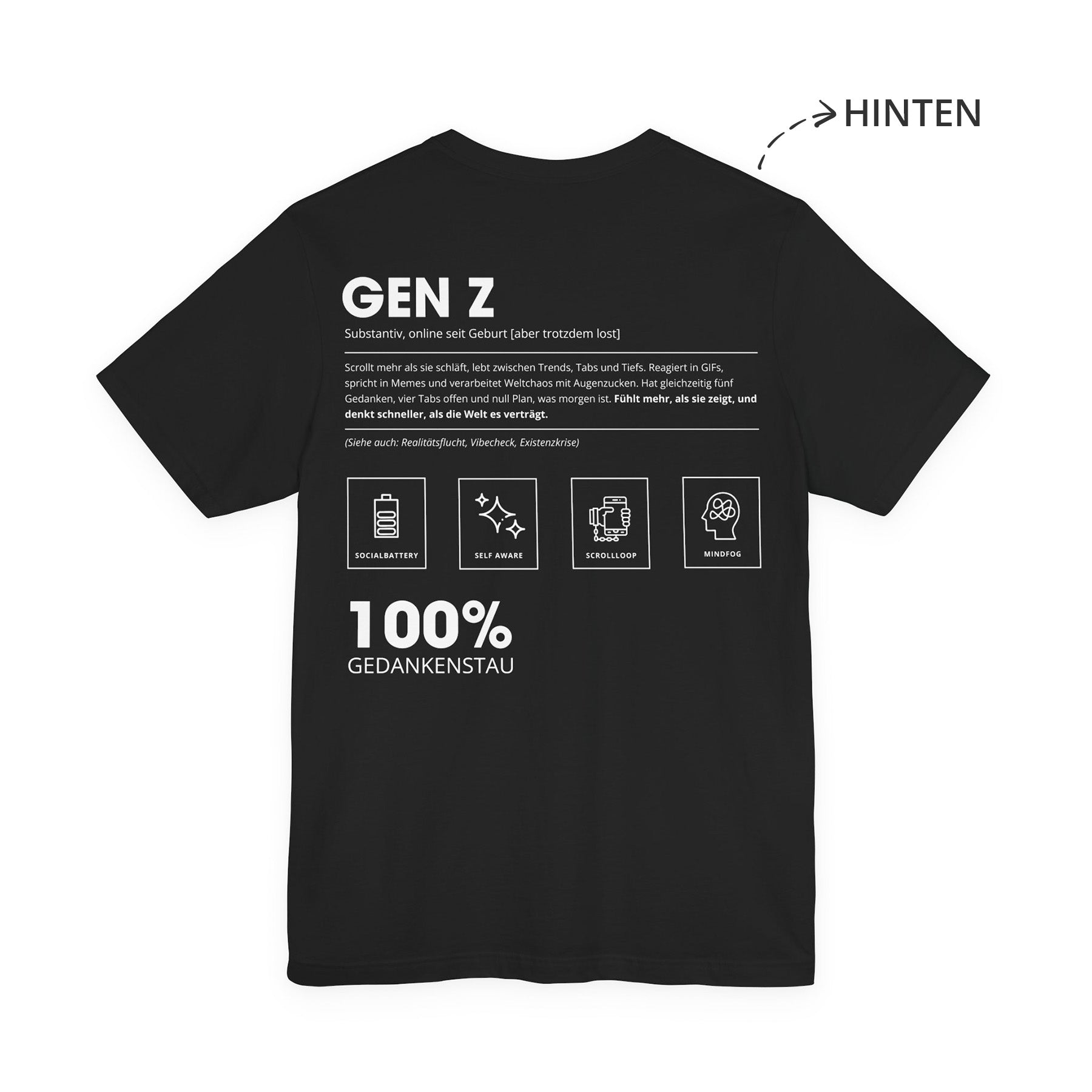 Gen Z Unisex T-Shirt Hinten Schwarz
