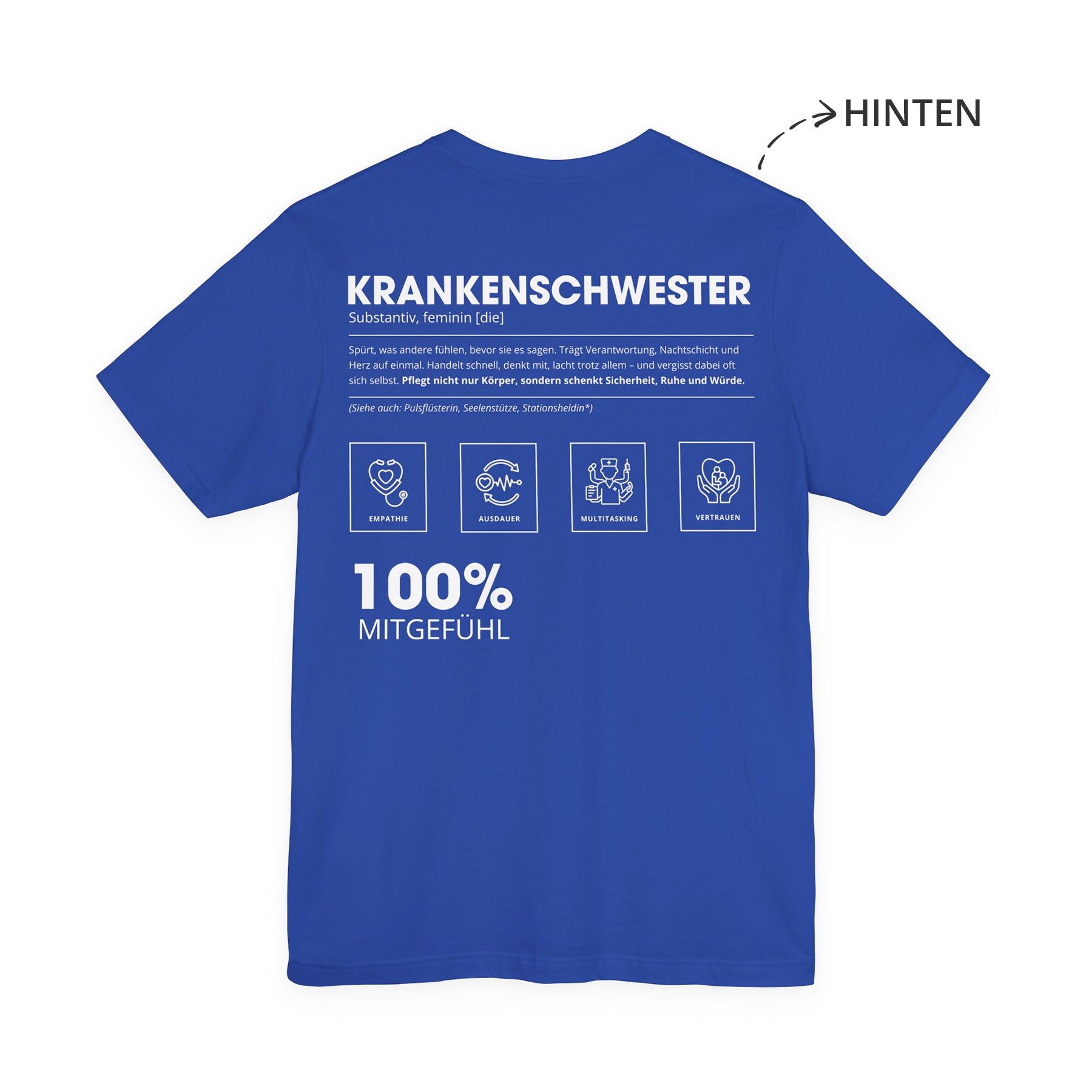 Krankenschwester Unisex T-Shirt Hinten Blau