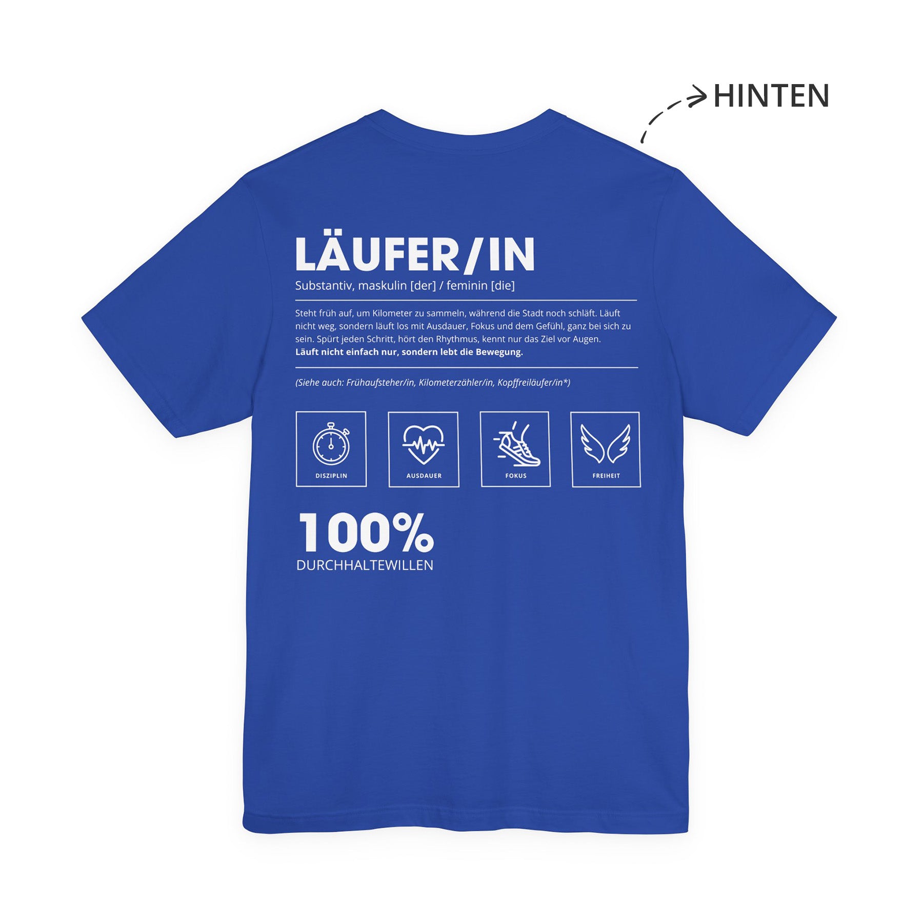 Läufer / Läuferin Unisex T-Shirt Hinten Blau