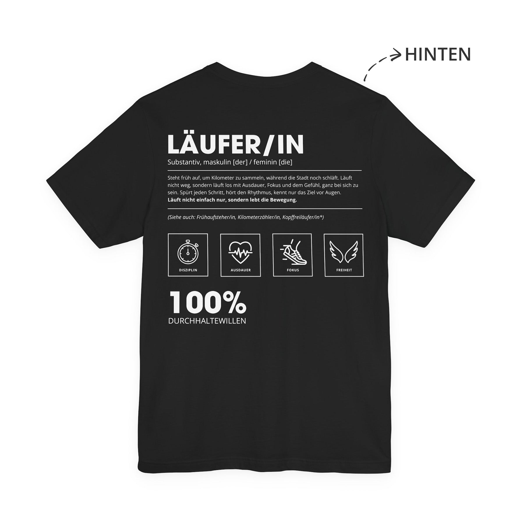 Läufer / Läuferin Unisex T-Shirt Hinten Schwarz