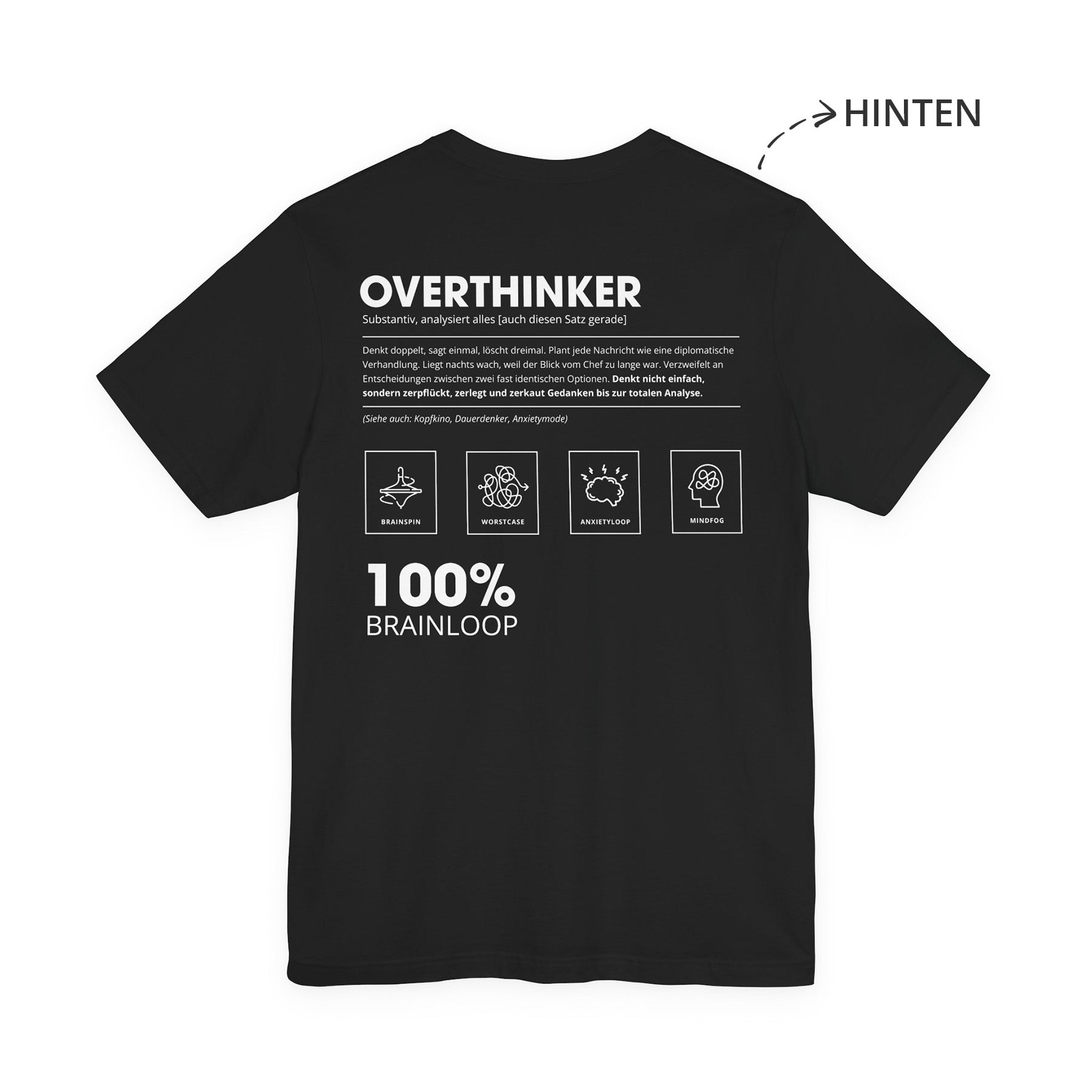 Overthinker Unisex T-Shirt Hinten Schwarz