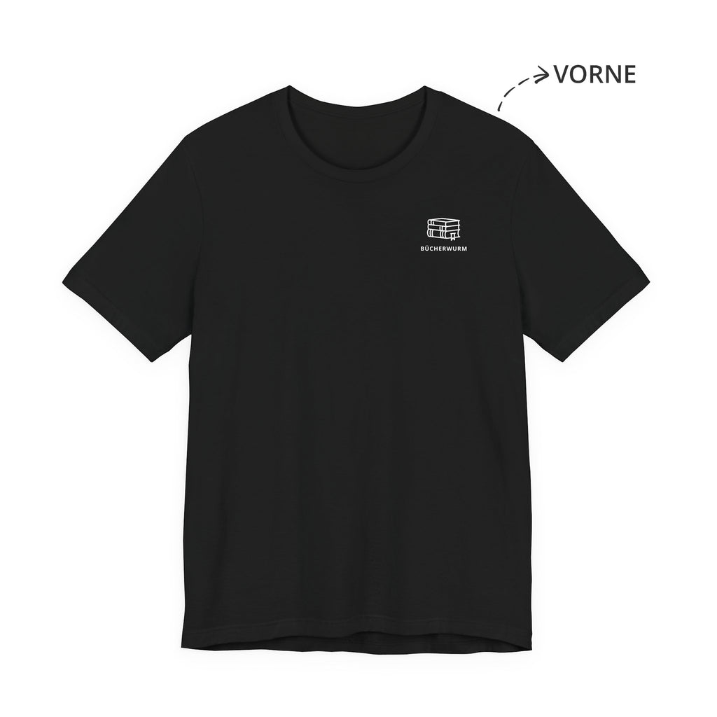 Bücherwurm Unisex T-Shirt Vorne Schwarz