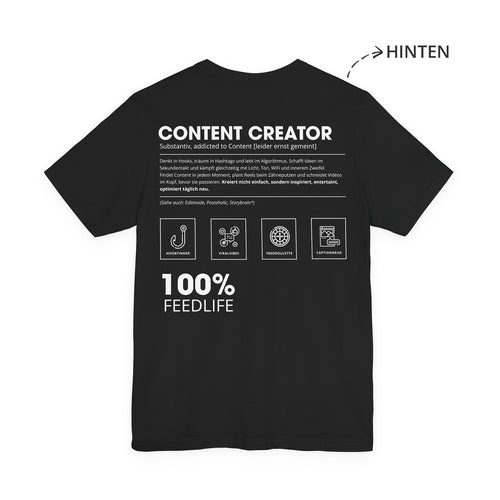 Content Creator Unisex T-Shirt Hinten Schwarz