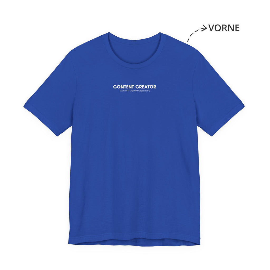 Content Creator Unisex T-Shirt Vorne Blau