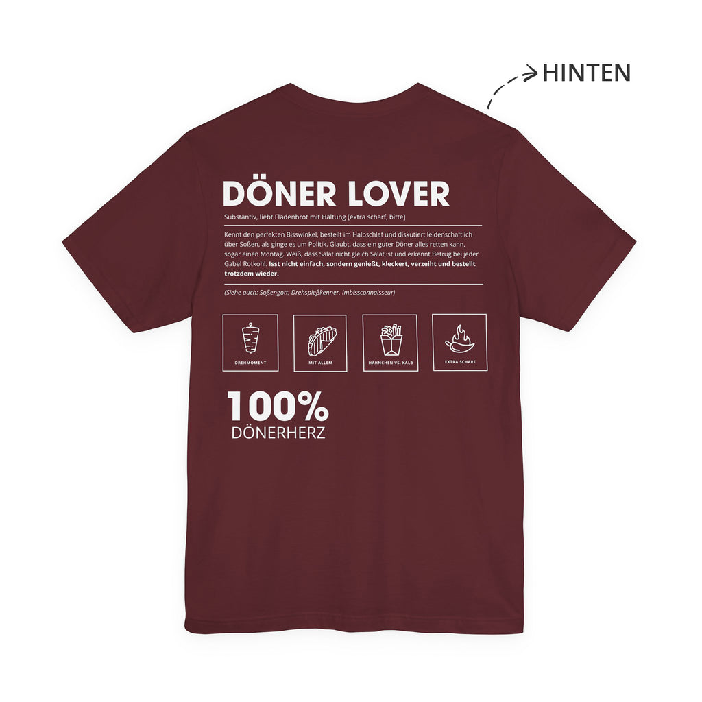 Döner Lover Unisex T-Shirt Hinten Weinrot