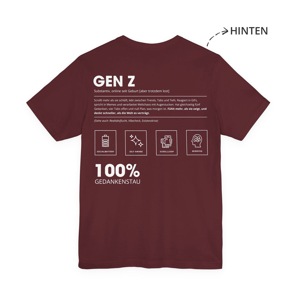 Gen Z Unisex T-Shirt Hinten Weinrot