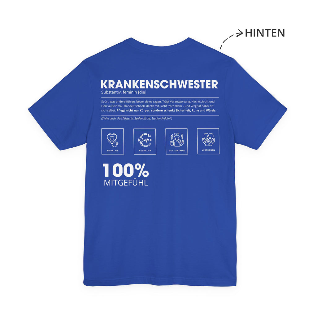 Krankenschwester Unisex T-Shirt Hinten Blau