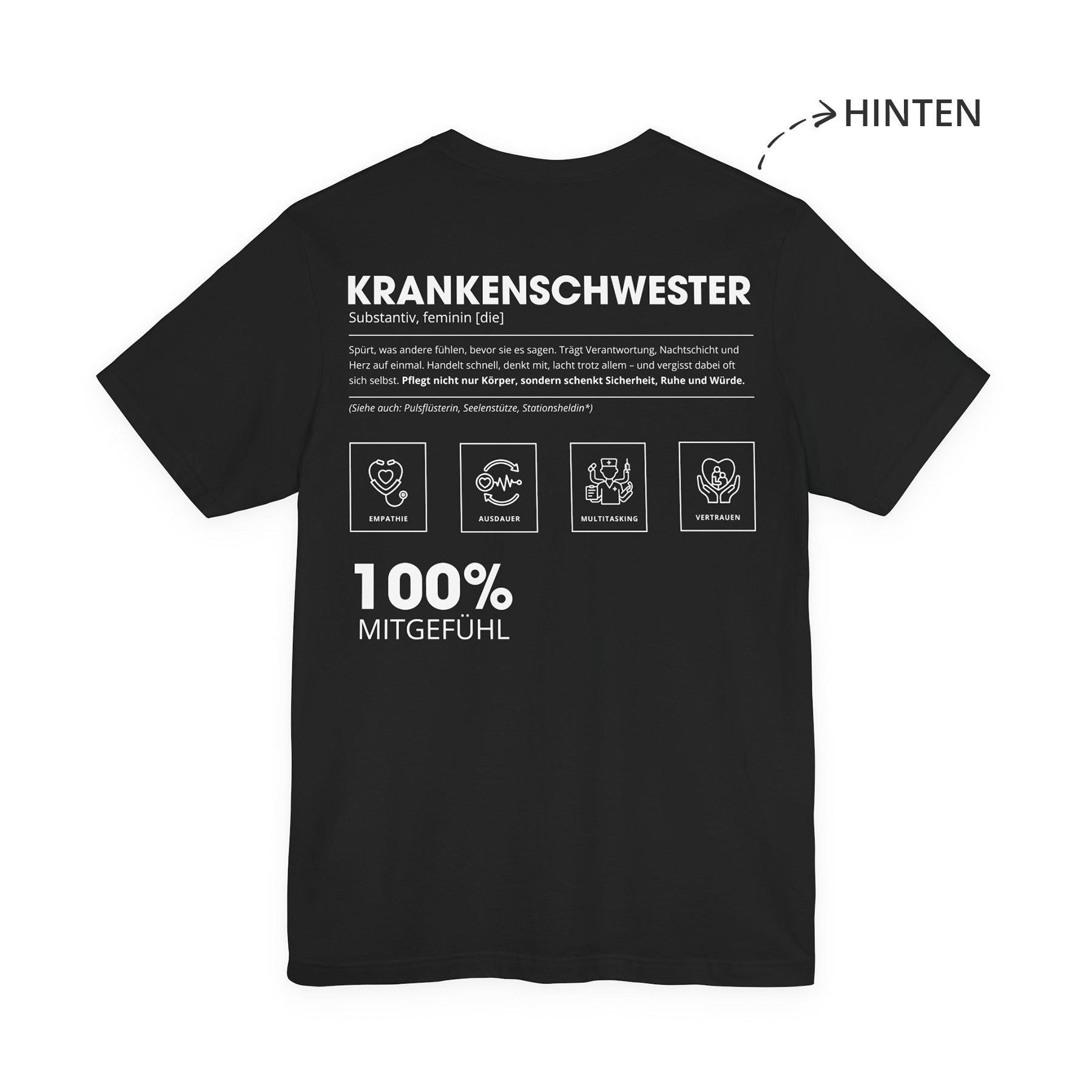 Krankenschwester Unisex T-Shirt Hinten Schwarz