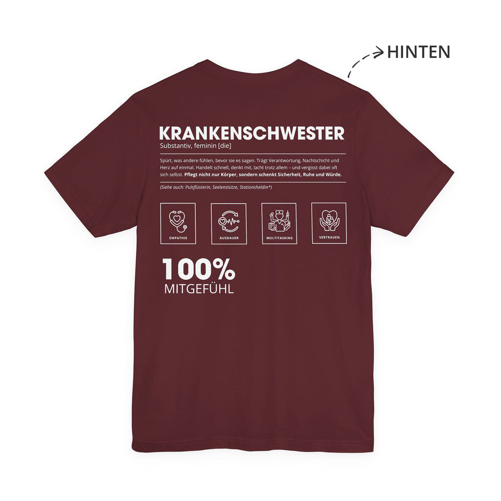 Krankenschwester Unisex T-Shirt Hinten Weinrot