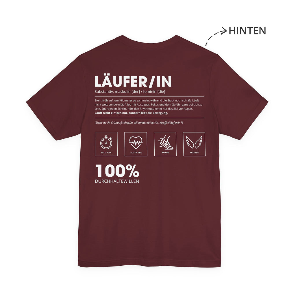 Läufer / Läuferin Unisex T-Shirt Hinten Weinrot