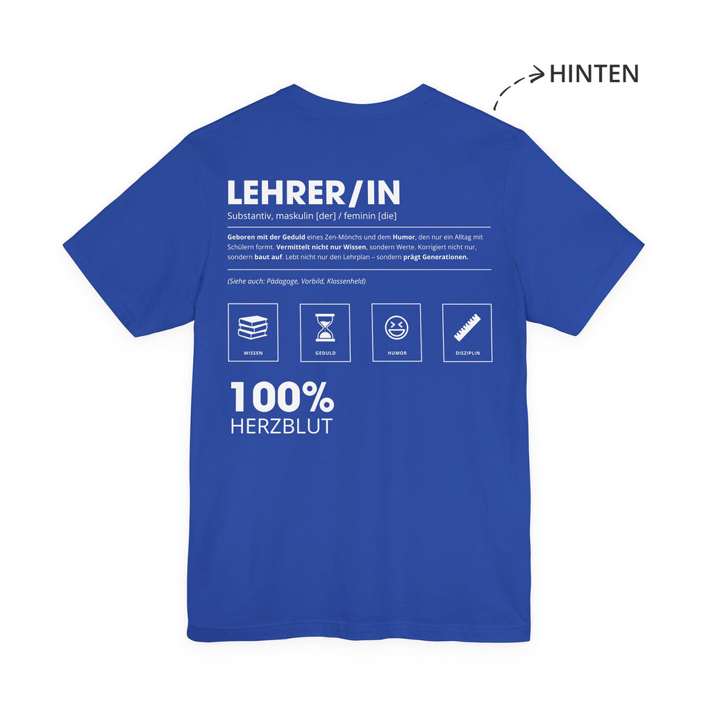 Lehrer / Lehrerin Unisex T-Shirt Hinten Blau
