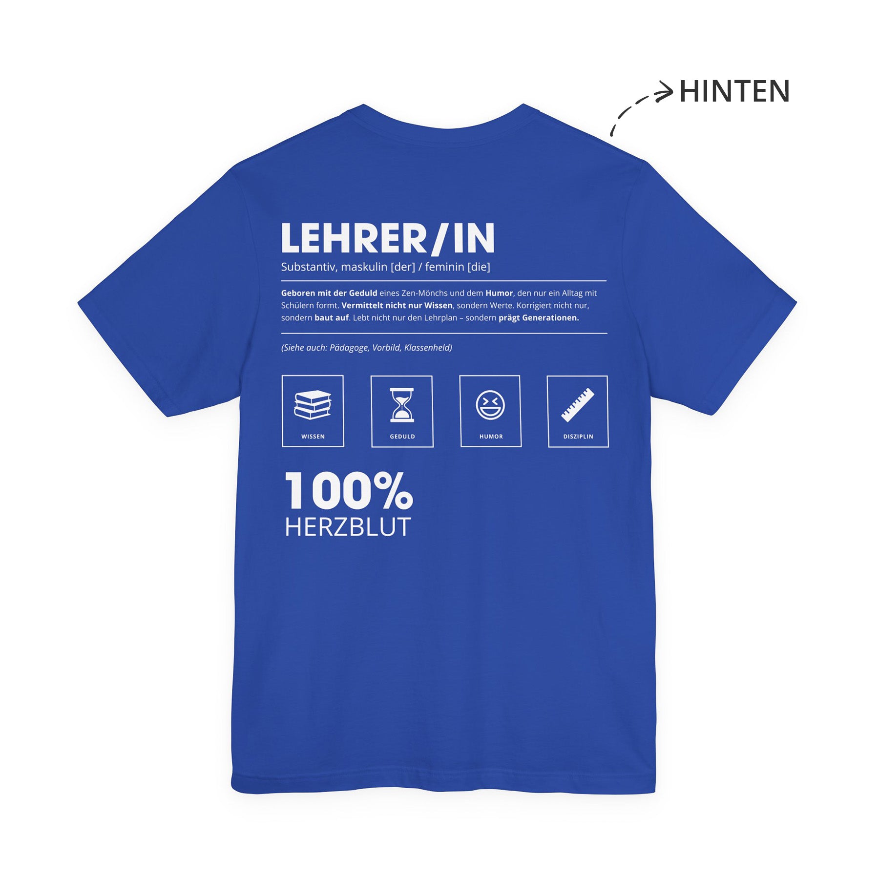 Lehrer / Lehrerin Unisex T-Shirt Hinten Blau
