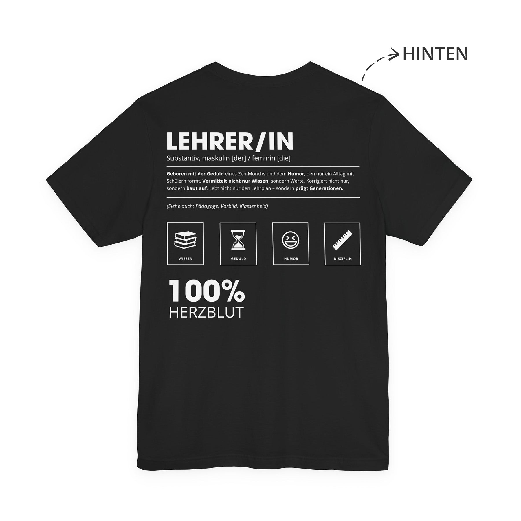 Lehrer / Lehrerin Unisex T-Shirt Hinten Schwarz