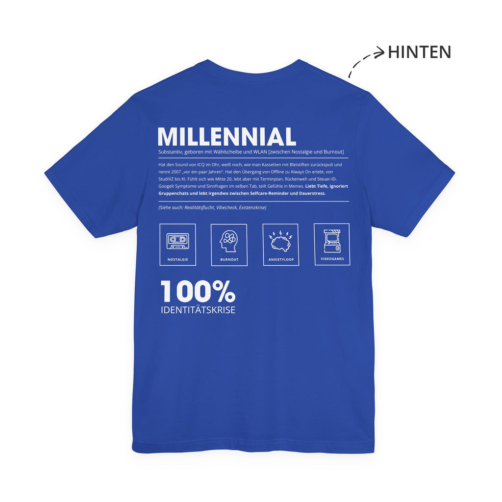 Millenial Unisex T-Shirt Hinten Blau