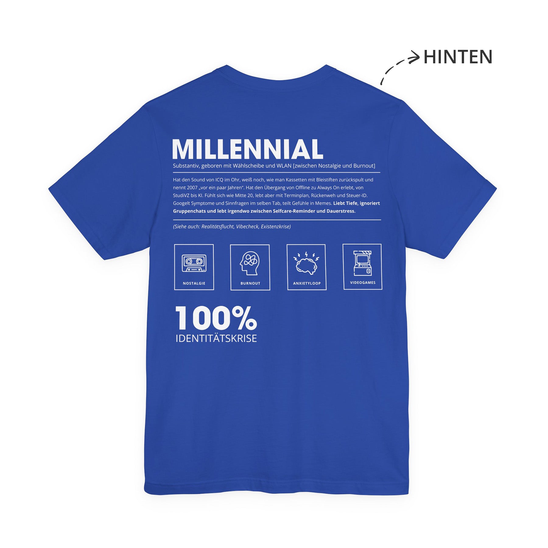 Millenial Unisex T-Shirt Hinten Blau