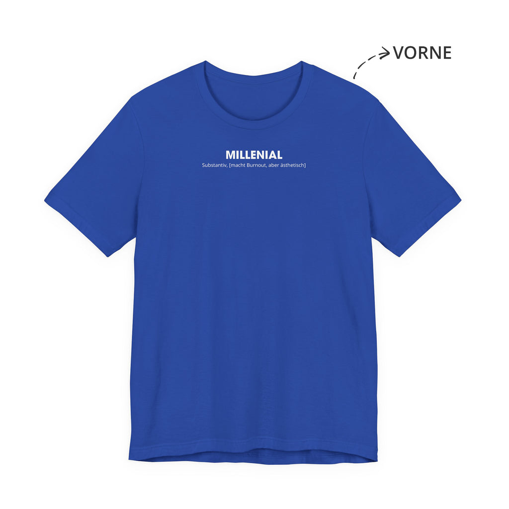 Millenial Unisex T-Shirt Vorne Blau