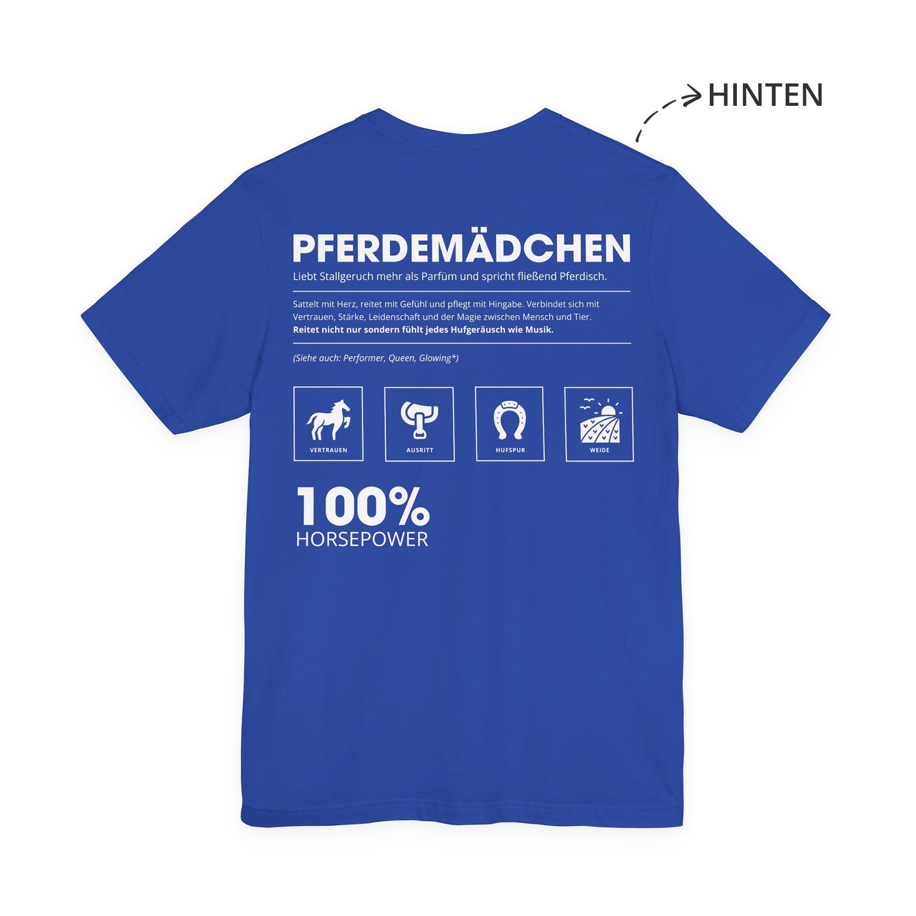 Pferdemädchen Unisex T-Shirt Hinten Blau