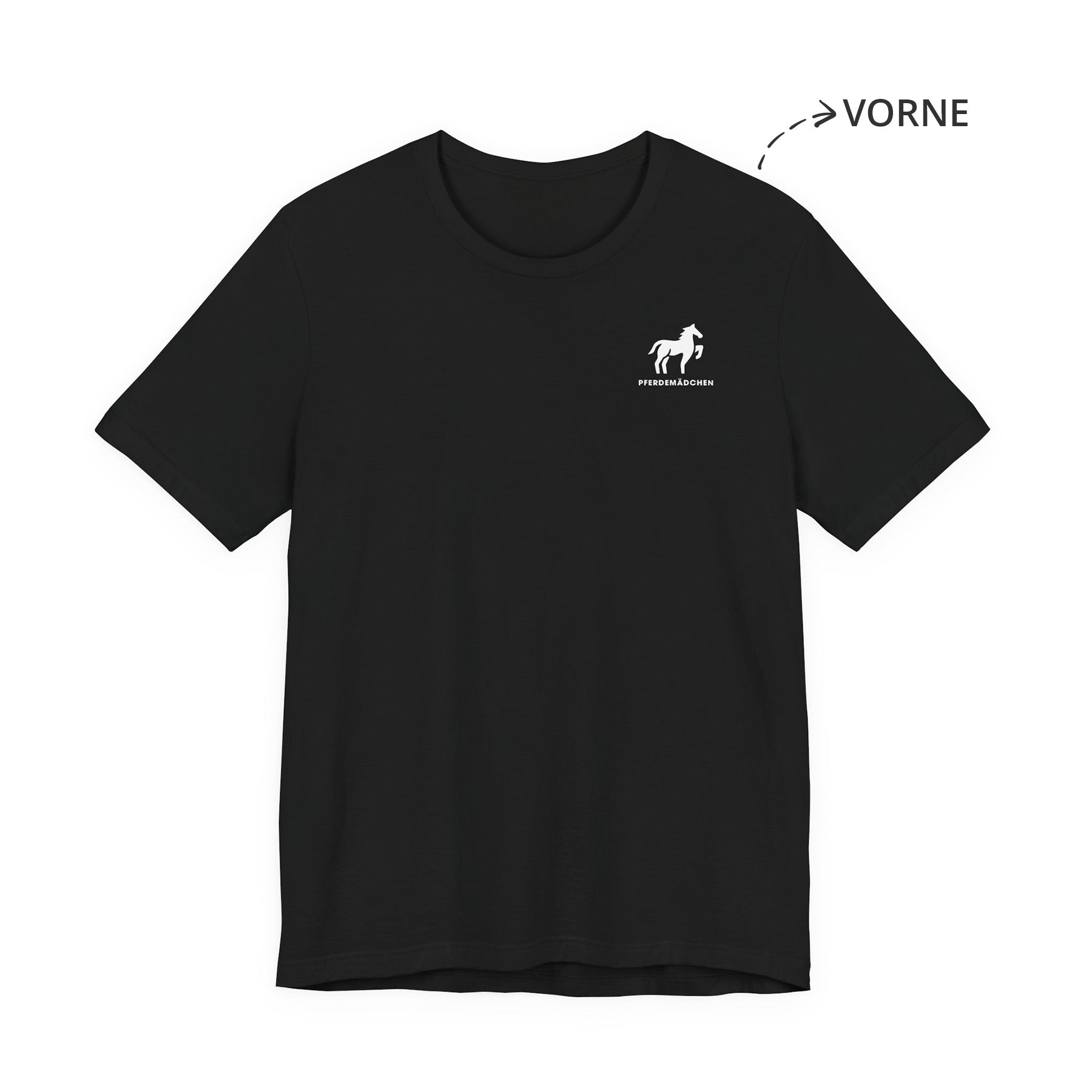 Pferdemädchen Unisex T-Shirt Vorne Schwarz