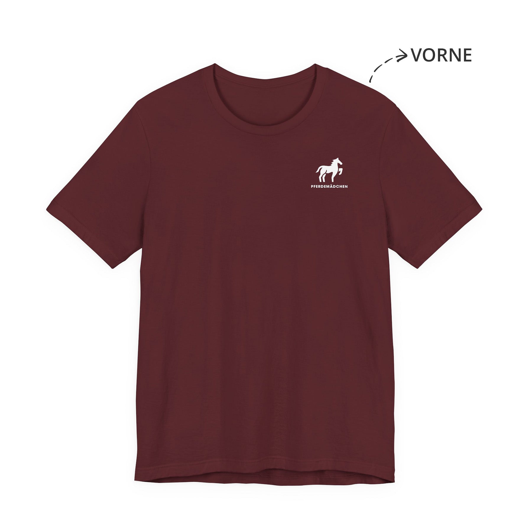 Pferdemädchen Unisex T-Shirt Vorne Weinrot