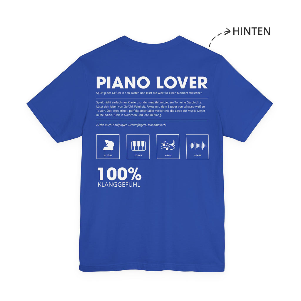 Piano Lover Unisex T-Shirt Hinten Blau