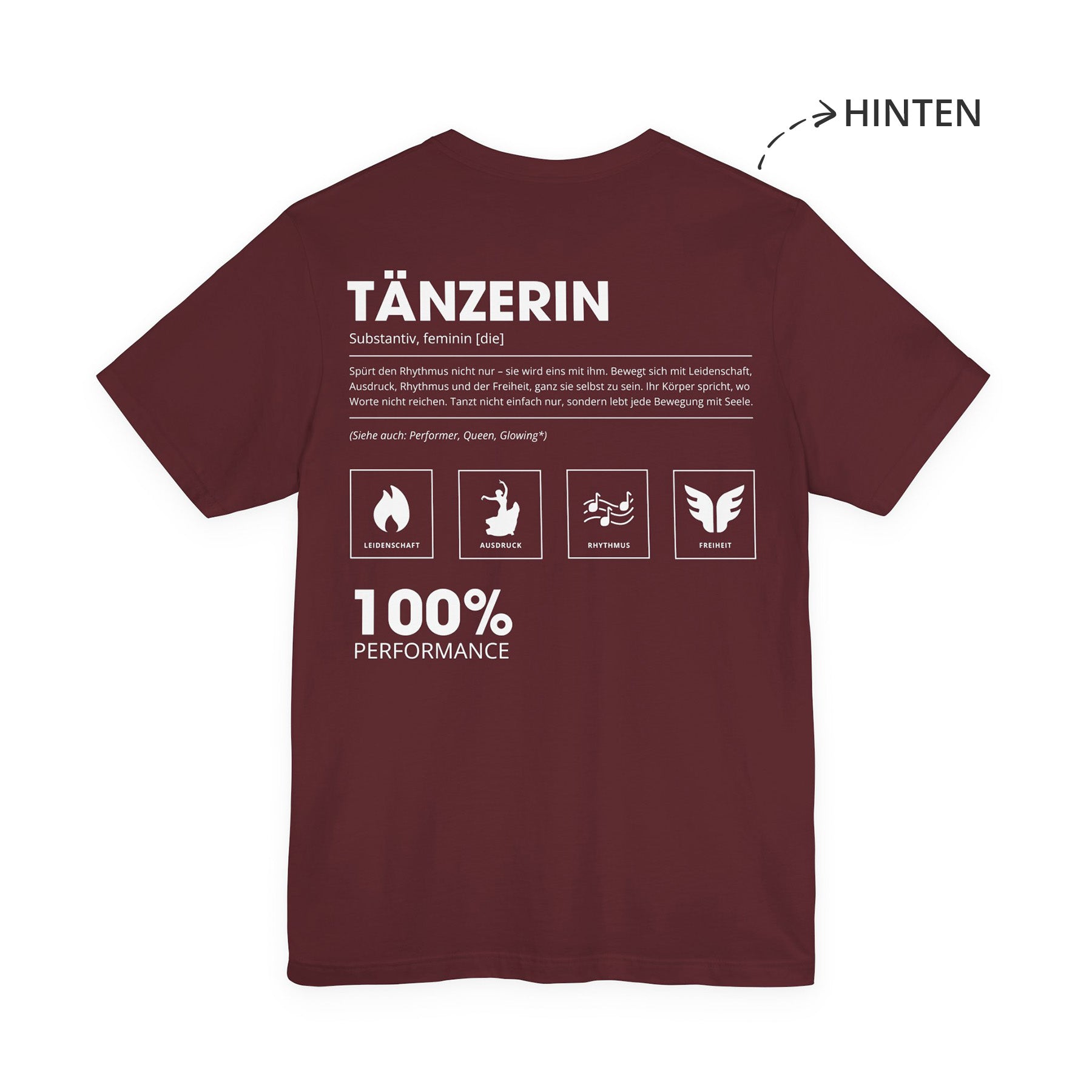 Tänzerin Unisex T-Shirt Hinten Weinrot